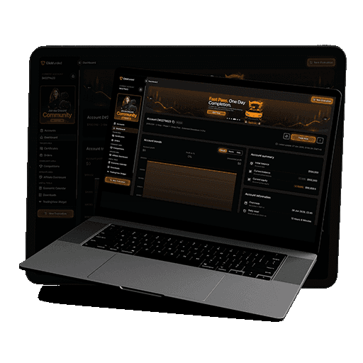 Laptop with Clickfunded dashboard