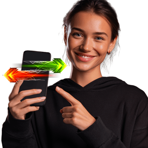 a trader girl with phone